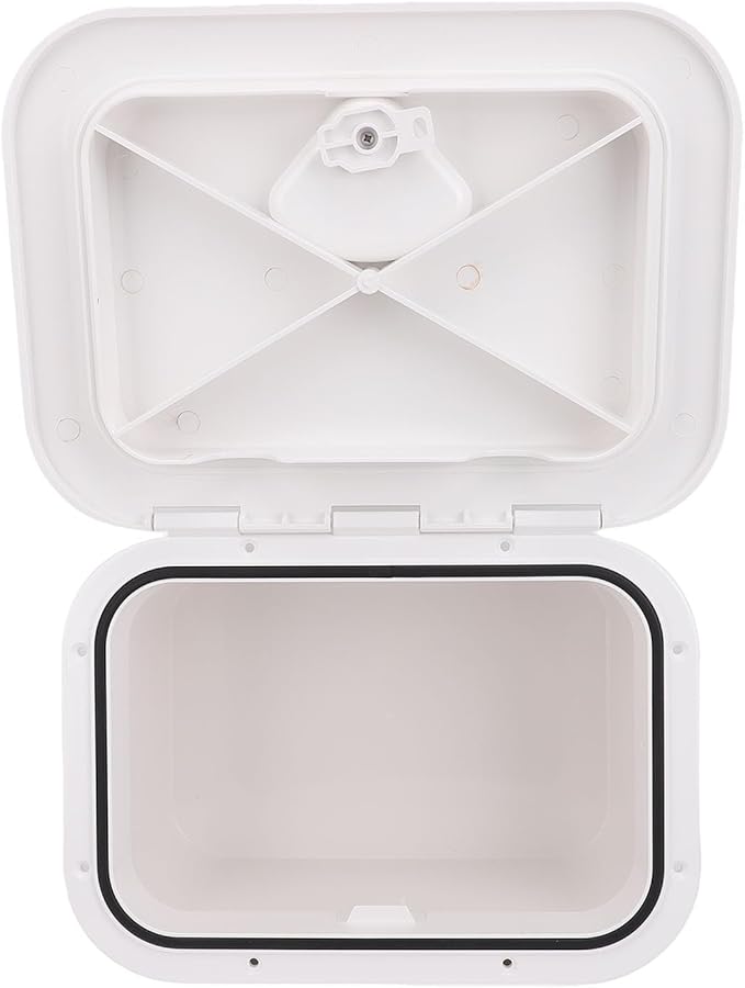Tbest Marine Boat Storage Box ABS Plastic Embedded Deck Compartment Organizer for Fishing Gear Tools Bait Accessories White 37.5 x 27 17.5cm