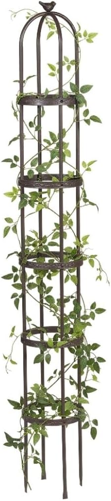 Evergreen 7 ft Garden Trellis for Climbing Plants Outdoor Metal Garden Obelisk, Indoor Plant Trellis for Potted Plants & Heavy Vines Support, Antique Copper