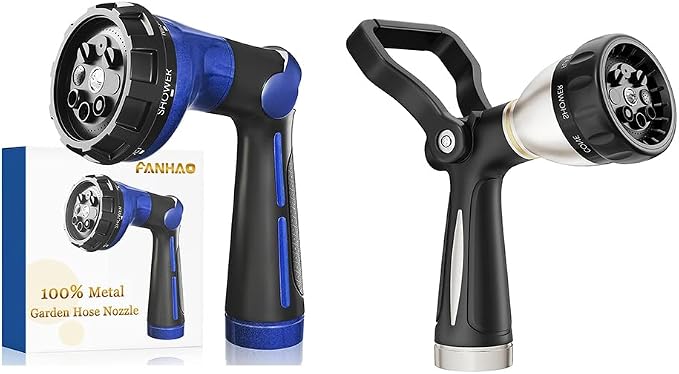 FANHAO High Pressure Spray Nozzle with Thumb Control+Heavy Duty Fireman's Hose Nozzle