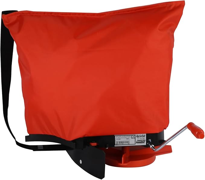 Agri-Fab Handheld Bag Seeder Spreader, 25 lb Capacity with Waterproof Zipper Bag, Adjustable Shoulder Strap & Rear Baffle, Orange