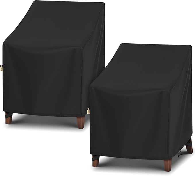Arcedo 2 Pack Waterproof Patio Chair Covers, UV Resistant Outdoor Lounge Chair Covers for Outdoor Furniture, All Weather Protection - 27”W x 34”D x 32”H, Black