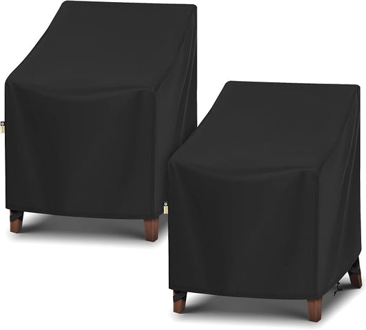 Arcedo 2 Pack Patio Swivel Lounge Chair Covers, Waterproof Outdoor Rocking Chair Covers for Patio Lawn Garden Wicker Furniture, All Weather Protection - 34”W x 37”D x 36”H, Black