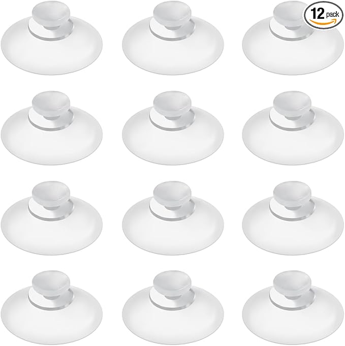 12 Pieces 0.8 inch Mini Clear Suction Cups for Glass, Without Hooks Without Holes, Plastic Sucker Pads for Festival Decoration Home Organization Window Car