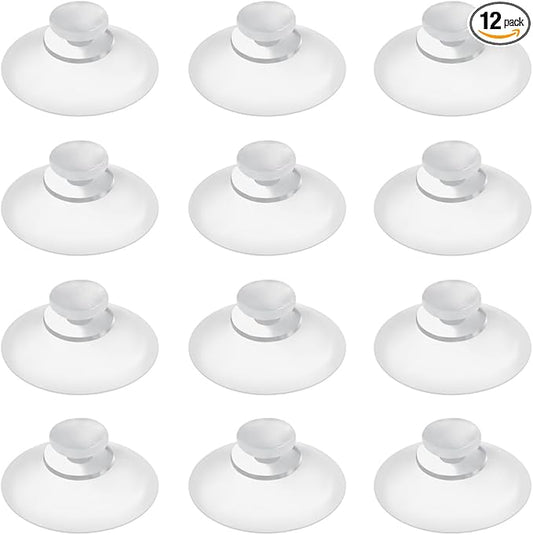 12 Pieces 0.8 inch Mini Clear Suction Cups for Glass, Without Hooks Without Holes, Plastic Sucker Pads for Festival Decoration Home Organization Window Car