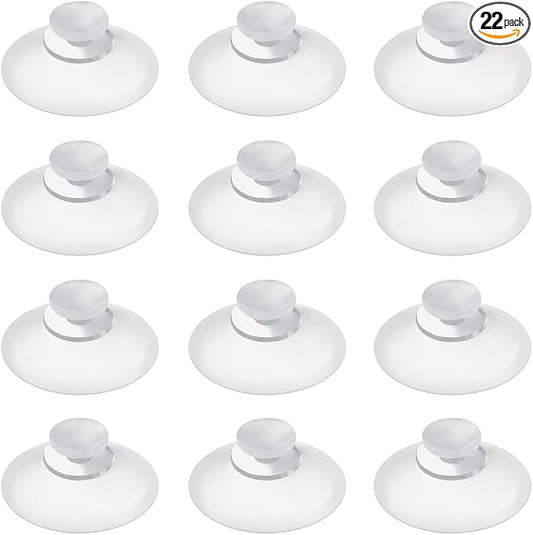 22 Pieces 0.8 inch Mini Clear Suction Cups for Glass, Without Hooks Without Holes, Plastic Sucker Pads for Festival Decoration Home Organization Window Car