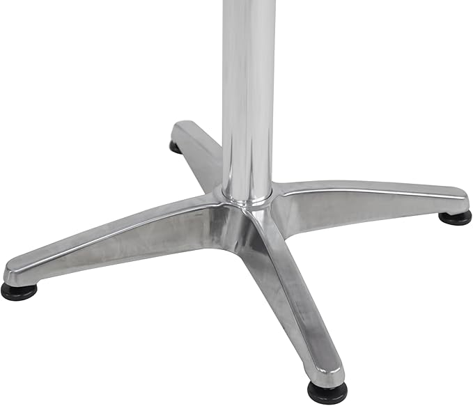 BTEXPERT Set of 10, Aluminum Indoor Outdoor 23.75" Round Restaurant Bar Height 45" Table, Patio Stainless Steel Silver Furniture 25.75" Base, Flip Top