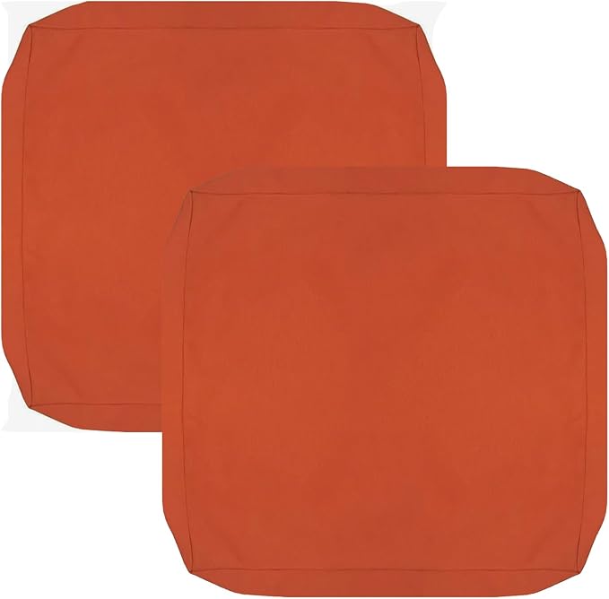 FLYMEI Patio Cushion Covers 19x19x3 Waterproof Outdoor Cushion Cover Replacement 2Packs Outdoor Seat Cushion Slipcover for Rattan Chair Sofa, Spice