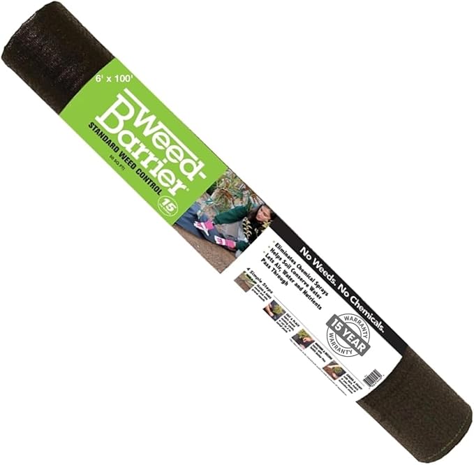 Rocky Mountain Goods Weed Barrier Fabric - Thick 15 Year Heavy Duty Black Weed Blocker Landscape Fabric for Garden, Flower Beds, Trees - Ground Cover - Under Rocks or Mulch (6' x 50')