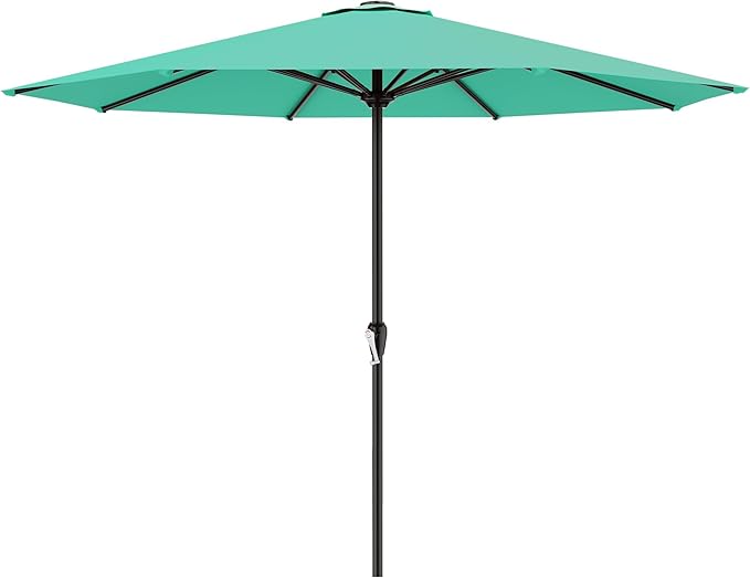 AreShark 12 FT Patio Umbrella for Outdoor, Outdoor Table Umbrella with Push Button Tilt and Crank, Outdoor Patio Umbrellas with 8 Sturdy Ribs, Patio Umbrellas for Market, Garden, Pool (Aqua Sky)
