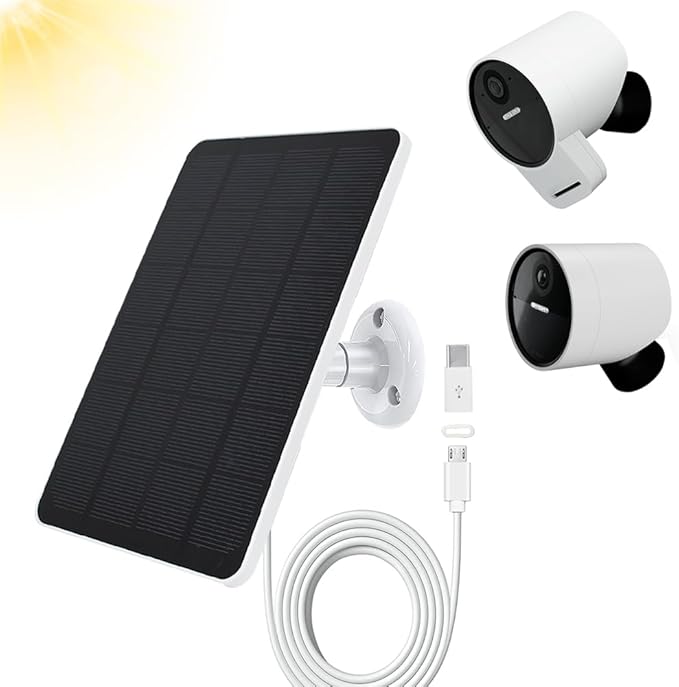 Solar Panel Compatible with SimpliSafe Outdoor Camera Series 2 Wireless, 4W 5V Solar Panel with 10ft Charging Cable for Outdoor Battery Powered Security Camera with Wall Mount（Not Include Camera）
