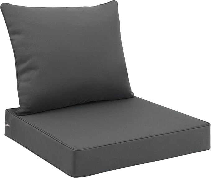 Favoyard Outdoor Seat Cushion Set 19 x 19 Inch Waterproof & Fade Resistant Patio Furniture Cushions with Removable Cover Deep Seat & Back Cushion with Tie Straps for Chair Sofa Couch