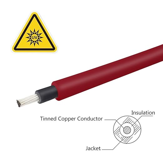 Renogy 10FT 12AWG Solar Panel Extension Cable with Female and Male Connectors, 10Ft. 12AWG, 1 Pair 10' 12 Gauge Red and Black