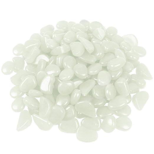 4.8Lbs 1100pcs Glow in The Dark Stones Garden Pebbles Rocks Indoor Outdoor Decor Luminous Stone for Walkways Driveway Yard Grass (White in Daytime, Blue in Night)
