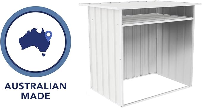 ABSCO 4' x 2.5' x 3.7' DIY Galvanized Steel Firewood Shed, Surfmist White