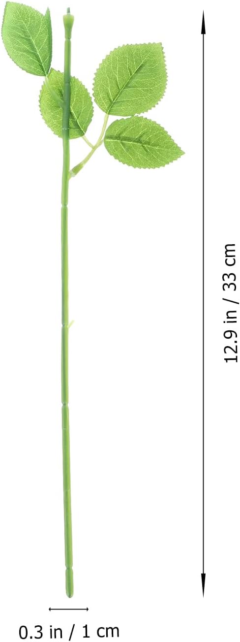 ULTNICE 60pcs Artificial Flower Stems with Leaves for Floral Arrangements, Wedding Bouquets, and DIY Crafts - Flexible Green Plastic Rose Stem