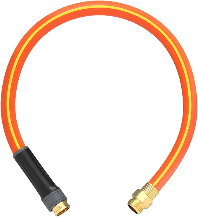 Garden Hose 3ft x 5/8",Short Garden Water Hose Heavy Duty,Flexible,Lightweight Hybrid Hose with Swivel Handle,3/4'' Brass Fittings,Hybrid Rubber Hose for Backyard