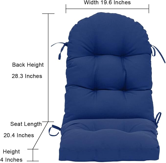 QILLOWAY Outdoor High Back Chair Cushion for Adirondack, All Weather Rocking Chair Cushions Thick Padded Replacement for Patio Furniture Set of 4,Navy