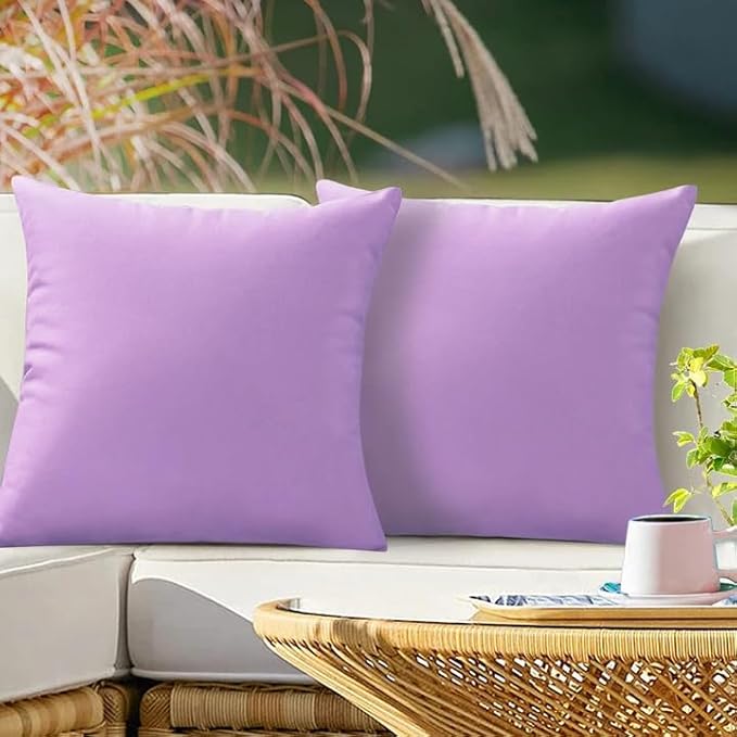 VAKADO Outdoor Waterproof Throw Pillow Covers 22X22 Set of 2 Decorative Purple Patio Furniture Cushion Cases Outside Decor for Couch Garden Bench Porch