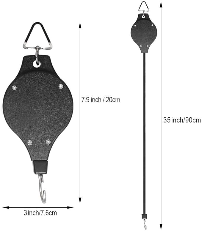 6 Pack Plant Hook Pulley, Retractable Plant Hanger Easy Reach Hanging Flower Basket for Garden Baskets Pots and Birds Feeder Hang High up and Pull Down to Water or Feed, White