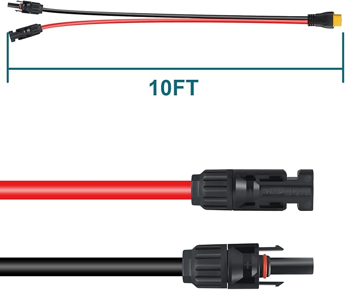 XT60 Connector, MC4 to XT60 Extension Charging Cable 10FT, Solar to XT60 Cable 12AWG