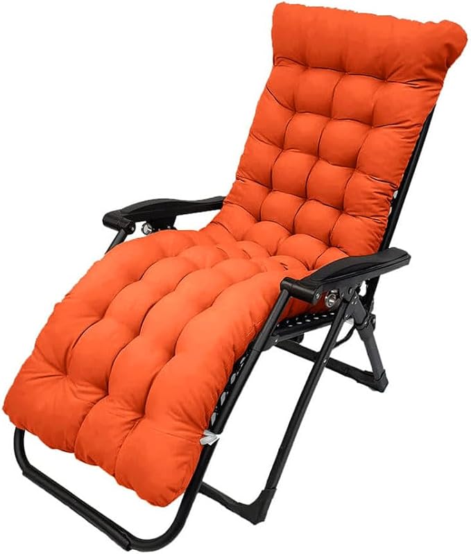 Patio Chaise Lounger Cushion,61in Lounge Chair Recliners Chair Cushions,Thicker Padded Chaise Lounger Swing Bench Cushion for Outdoor Indoor Home Office (Orange)