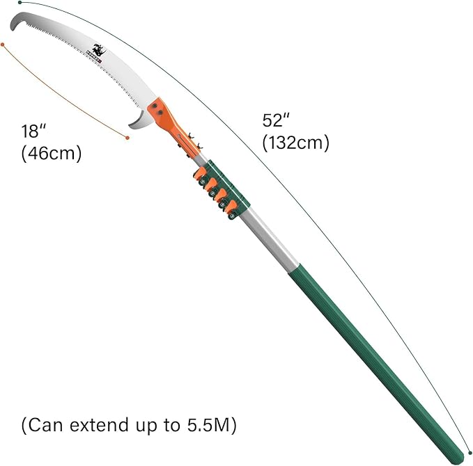Tree Pruner Pole Saw Manual Extendable Long Tree Pruner Extendable，Pole Pruning Saw 18ft