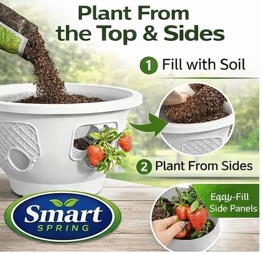 Ultimate Hanging Baskets - Strawberry, Tomato, Flower, and Herb Outdoor Planters - Use Garden Pots for Growing Plants Outside On A Deck, Fence, or Balcony (20, Stone)
