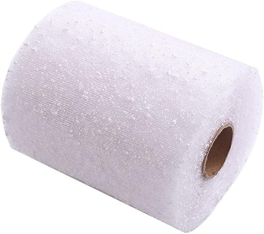 1 Roll Snow Dots Flower Wrapping Mesh Paper Dotes Mesh Florist Bouquet Packaging Wedding Birthday Decoration for Fresh Flowers (White, 16 Yards)