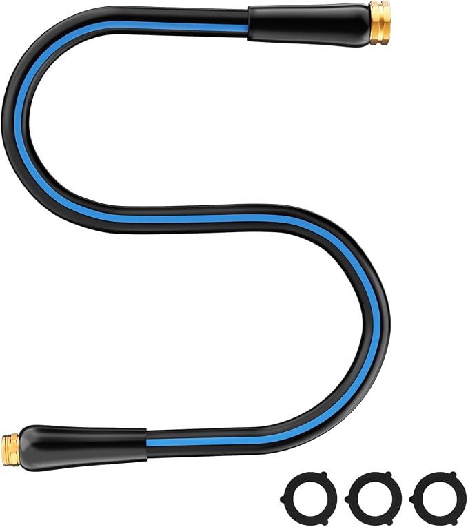 Besiter Short Garden Hose 5/8” 5FT: Burst-Resistant Water Hose with Sturdy Brass Fittings - Leakproof Hose Male to Female - Durable Hose for Yard, Lawn, Car Wash, Outdoor, Watering, Dark Blue
