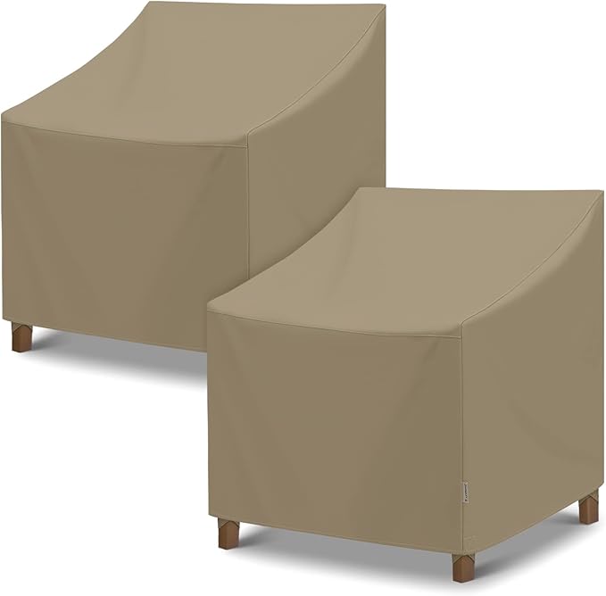 SunPatio Outdoor Oversized Chair Covers, Heavy Duty Waterproof Patio Large Chair Covers, Fade Resistant Outdoor Furniture Protector, All Weather Protection, 2 Pack - 40" W x 34" D x 39" H, Taupe