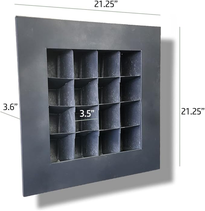 Modern Home Living Wall Galvanized Steel/Zinc Succulent Planter, Wall Mounted Garden Pocket Planter (16 Pocket, Black Zinc)
