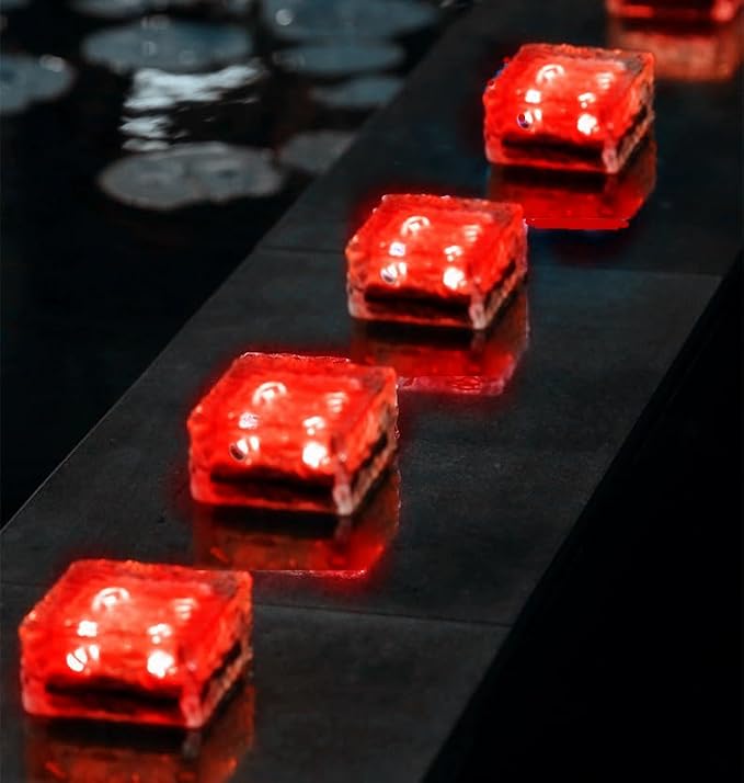 Outdoor 4 Pack Ice Cube Bricks Rocks Lights Solar Powered LED In Ground Pathways Patio Yard Garden Glow Lights Decor