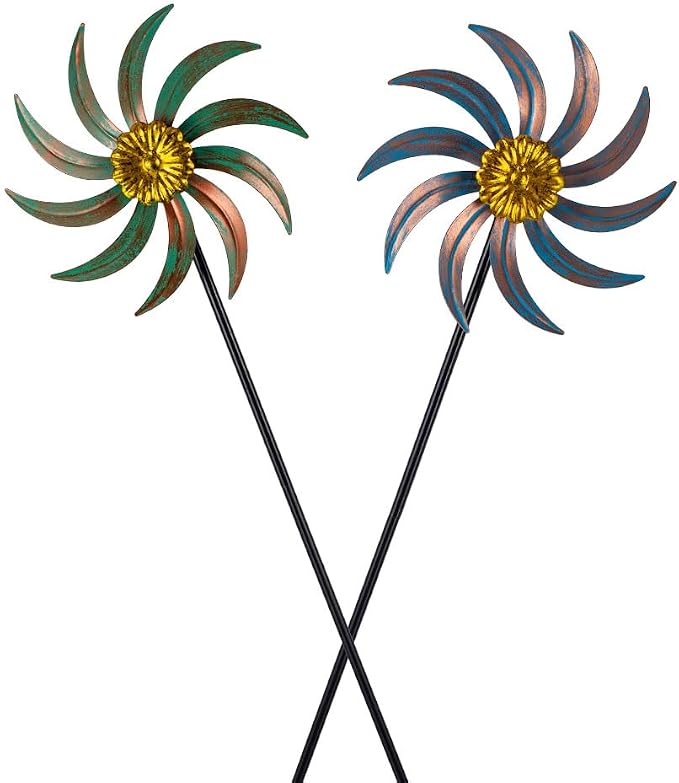 Viveta 2Pack Garden Wind Spinners,Outdoor Metal Wind Sculpture, Windmill Wind Spinner for Outdoor Yard Patio Lawn & Garden