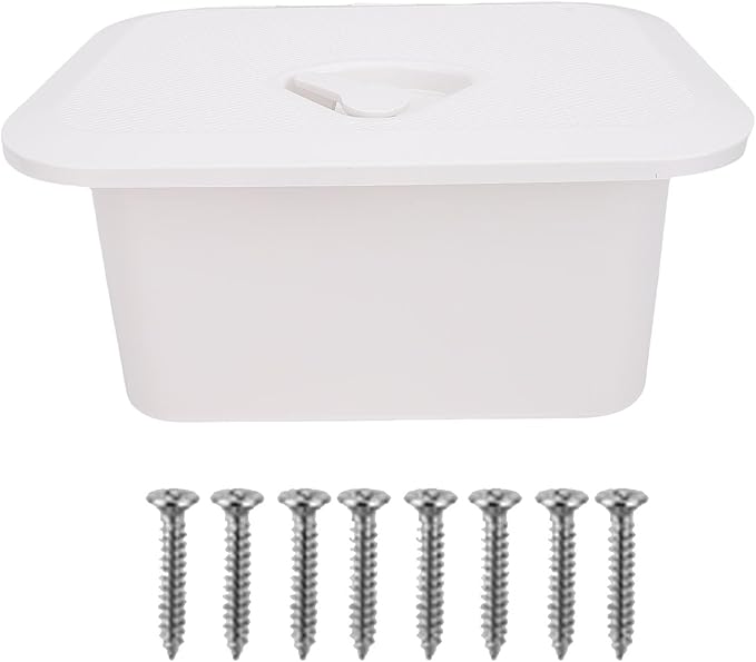 Tbest Marine Boat Storage Box ABS Plastic Embedded Deck Compartment Organizer for Fishing Gear Tools Bait Accessories White 37.5 x 27 17.5cm