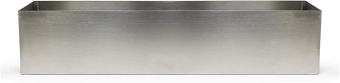 Buhbo Modern Trough Rectangle Planter Large 32 inch (8"x 6") Brushed Stainless Steel