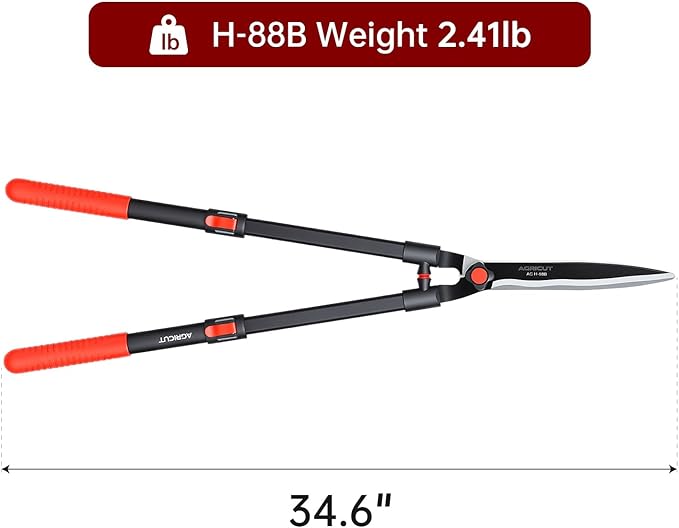 AGRICUT Garden Hedge Shears Extendable - Hedge Clippers Handheld with Wavy Blade High Carbon Steel Telescopic Hedge Trimmer for Garden Yard