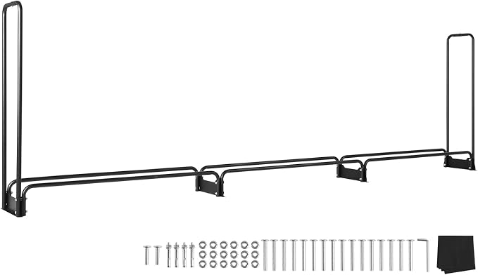 VEVOR 12.7FT Outdoor Firewood Rack with Cover, 152x14.2x46.1in, Heavy Duty Firewood Holder & 600D Oxford Waterproof Cover for Fireplace, Patio, Indoor/Outdoor Log Storage Rack for 3/4 Cord of Firewood