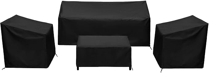 Patio Furniture Covers,Outdoor Furniture Cover Waterproof,Patio Furniture Set Covers for 4 Piece Outdoor Conversation Set,Patio Covers Set-XX-Large (Black)