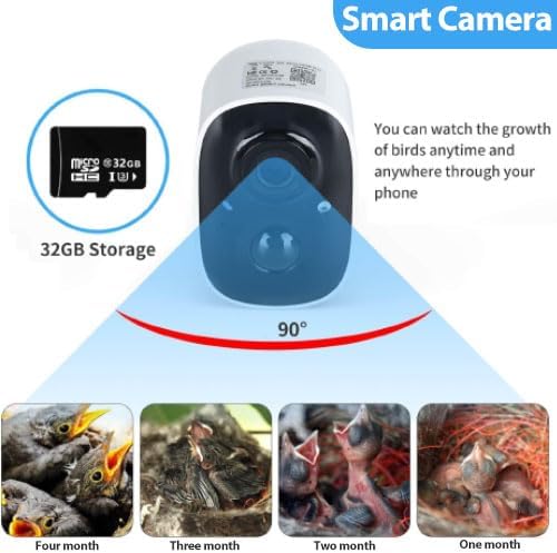 Smart Bird House with Camera, 1080p HD 2.4G WiFi Outdoor Bird Box. Features Auto Capture Bird Video & Motion Detection, Night Vision, App Alerts and Serves as a Bird Nesting Box (Natural, Normal)