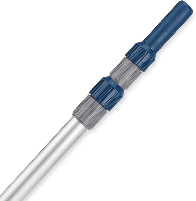 Pool Pole, 12FT Telescopic Pool Cleaning Pole, Professional Aluminum Swimming Pool Poles, 1-1/4" Universal Connector for Skimmer Net, Brush & Vacuum Head