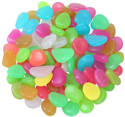 Glow Stones 1100Pcs Glow in the Dark Stones Garden Pebbles Rocks Indoor Outdoor Decor Luminous Stone for Walkways Driveway (Colorful)