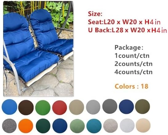 QILLOWAY Outdoor High Back Chair Cushion for Adirondack, All Weather Rocking Chair Cushions Thick Padded Replacement for Patio Furniture Set of 4,Navy