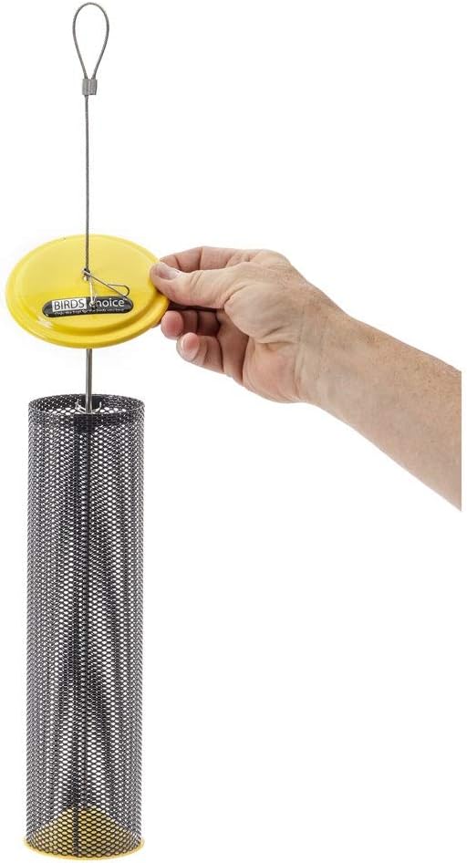 Birds Choice XTF32 Magnet Mesh Nyjer Feeder, Nyjer Tube Feeder w/ Hanging Cable, Small, Yellow