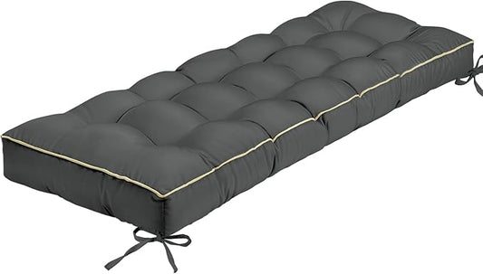 Outdoor Bench Cushion, Tufted Patio Seat Pad for Garden Bench, Porch Swing, Indoor/Outoor Furniture (Grey, 42X16X4)