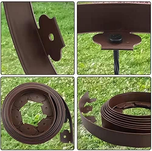 Garden edging，40ft Landscape edging with 40 spikes for lawn 2 Inch Tall (Brown, 40FT)