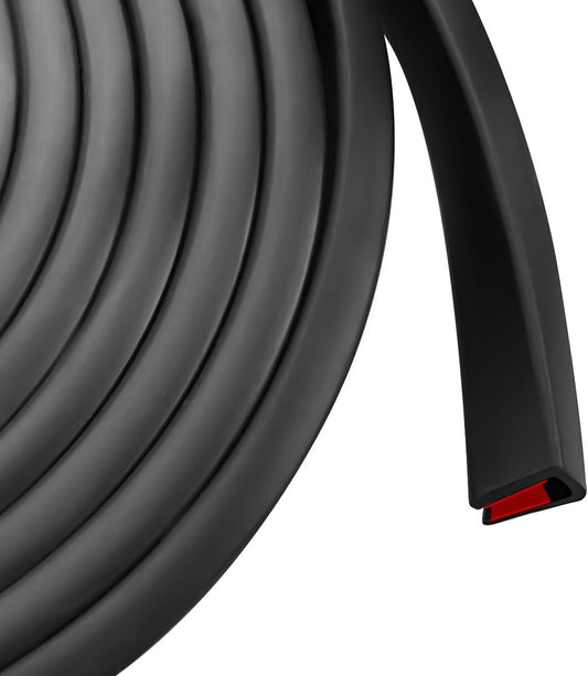 Rubber Edge Protector, Flexible Self-Adhesive U-Channel Trim, 3/16" Thick, Black, 20Ft - Protects Glass, Mirror, Plywood, Steel Panel Edges