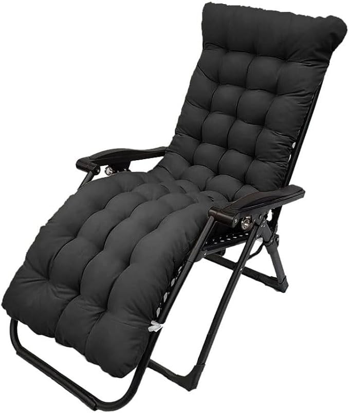 Patio Chaise Lounger Cushion,61in Lounge Chair Recliners Chair Cushions,Thicker Padded Chaise Lounger Swing Bench Cushion for Outdoor Indoor Home Office (Black)