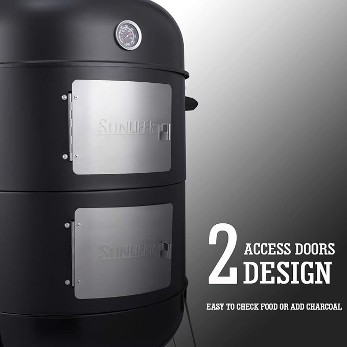 20.5 Inch Vertical Charcoal Smoker and Grill Combo, Heavy-Duty BBQ Smokers for Outdoor Cooking Camping