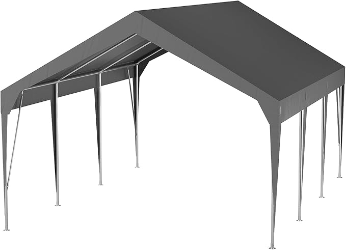 13'x20' Heavy Duty Carport Outdoor Car Canopy UV Resistant Waterproof Party Tent All-Season Portable Garage Gazebo Shelter for Car, Storage Shed, Grey