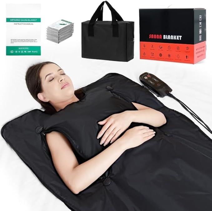 Infrared Sauna Blanket for Home: Portable Full Body Detox Wrap with Deep Heat Relaxation - Adjustable 86-176°F Far Infrared Therapy 20-60 Min Timer Waterproof Foldable Design 71 x 31.5 Inch-04